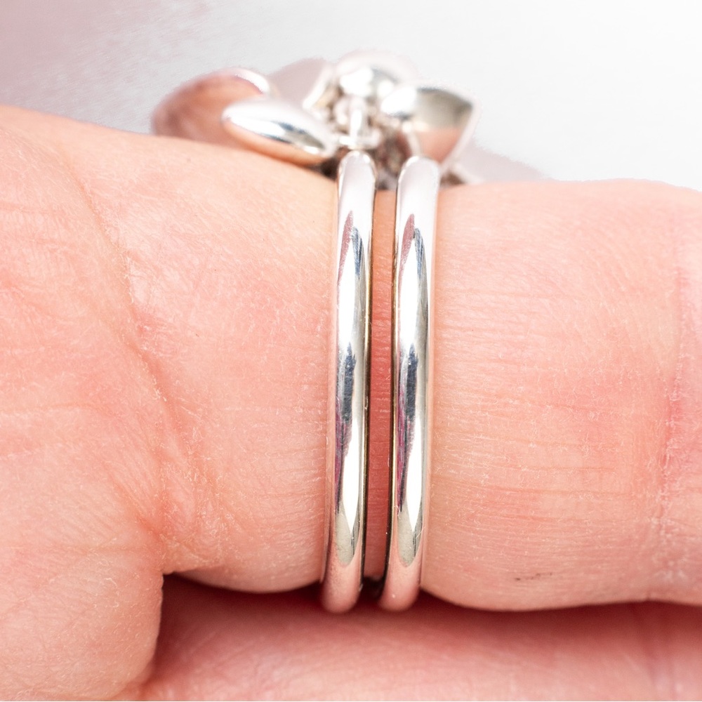 Vintage statement ring heart cluster sterling silver 8 - Picture 10 of 16